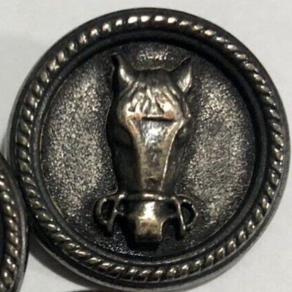 EQUESTRIAN Theme Silvertone 3 Pieces Sewing Craft Replacement Buttons Horse Head - Picture 2 of 2